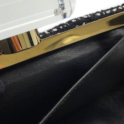 Chanel Clutch CC Logo Bijou Crystal Tweed Party Black