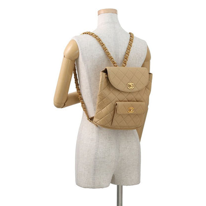 Chanel CC Logo Quilted Chain Lambskin Backpack