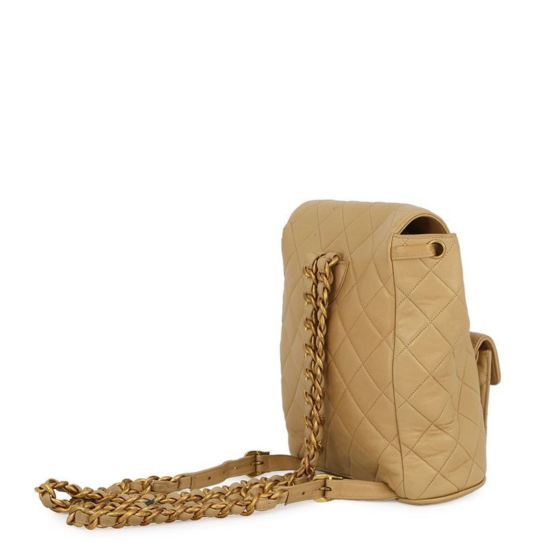 Chanel CC Logo Quilted Chain Lambskin Backpack