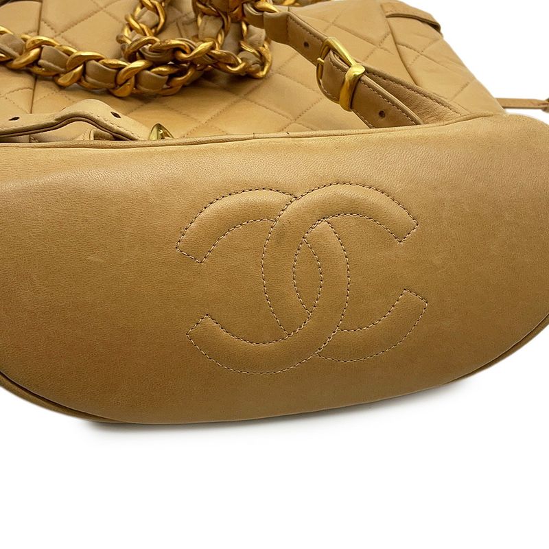 Chanel CC Logo Quilted Chain Lambskin Backpack
