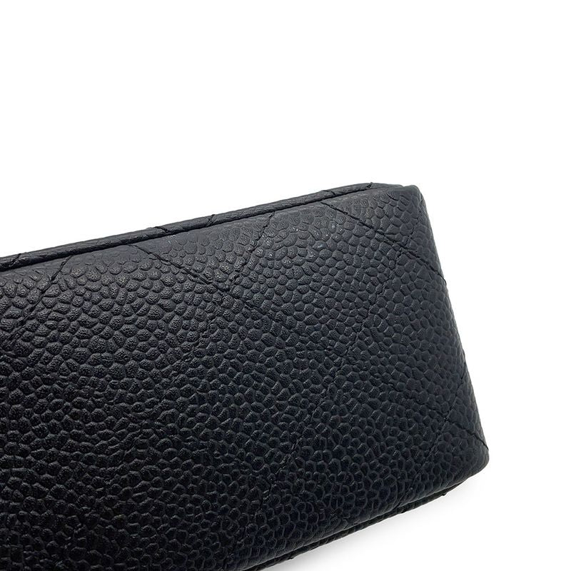 Chanel Chain Shoulder Bag Mini Quilted CC Logo Single Caviar Leather Black