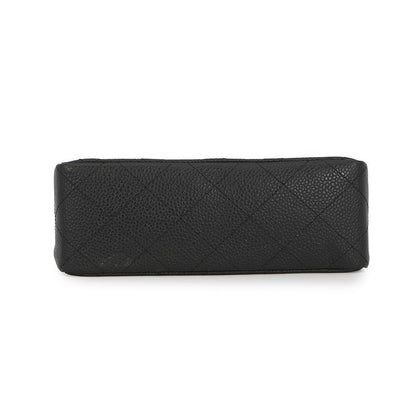 Chanel Chain Shoulder Bag Mini Quilted CC Logo Single Caviar Leather Black