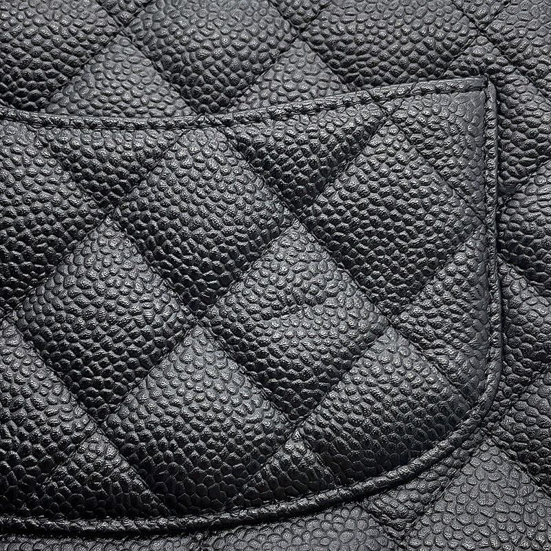 Chanel Chain Shoulder Bag Mini Quilted CC Logo Single Caviar Leather Black