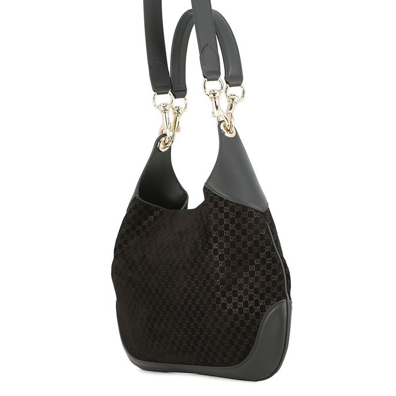 Gucci Shoulder Bag Micro GG Suede Leather B Small 2-Way Black