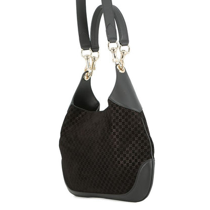 Gucci Shoulder Bag Micro GG Suede Leather B Small 2-Way Black