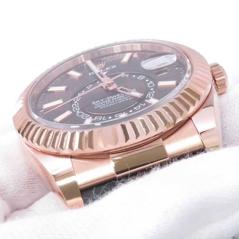 Rolex Sky Pink Gold Roulette Watch Chocolate Dial