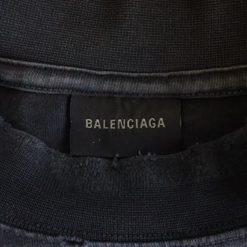 Balenciaga Paris Statue DF Liberty of Distressed Crew Neck Short Sleeve T-Shirt