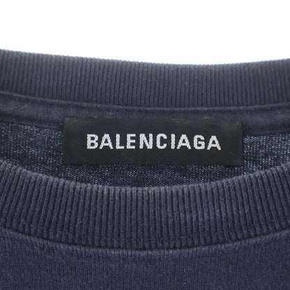 Balenciaga BB Logo Print Cotton Oversized Short Sleeve T-Shirt Navy
