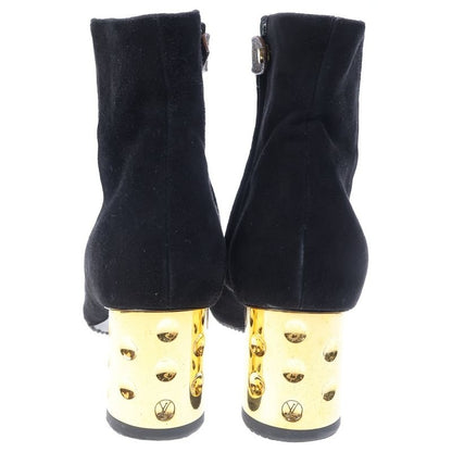 Louis Vuitton Monogram Suede High Heel Boots Black