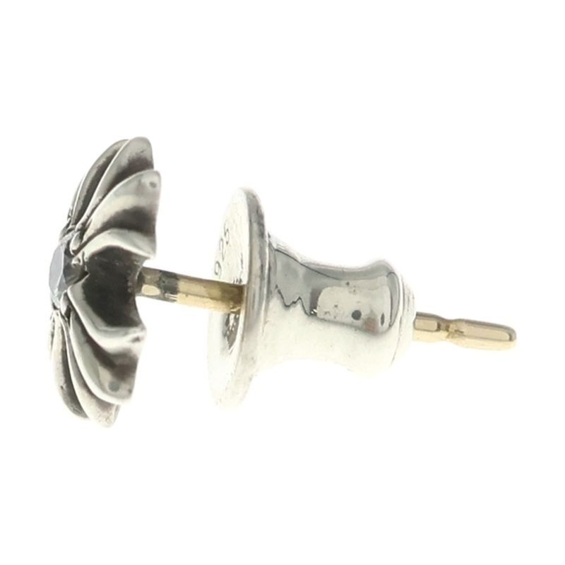 Chrome Hearts No2 CH Pls Dia CH Plus 1 Diamond Stud Earrings Silver