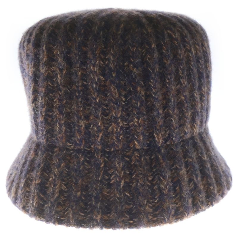 Prada Triangle Logo Melange Knit Bucket Hat Brown