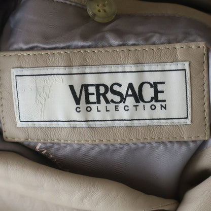 Versace Collection Lamb Leather Tailored Jacket Beige