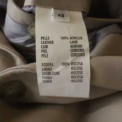Versace Collection Lamb Leather Tailored Jacket Beige