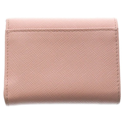 Prada Saffiano Compact Wallet Trifold Coin Case Pink Leather Gold