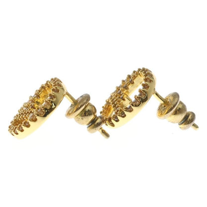 Fendi Logo Rhinestone Earrings Gold