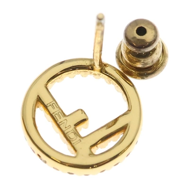 Fendi Logo Rhinestone Earrings Gold