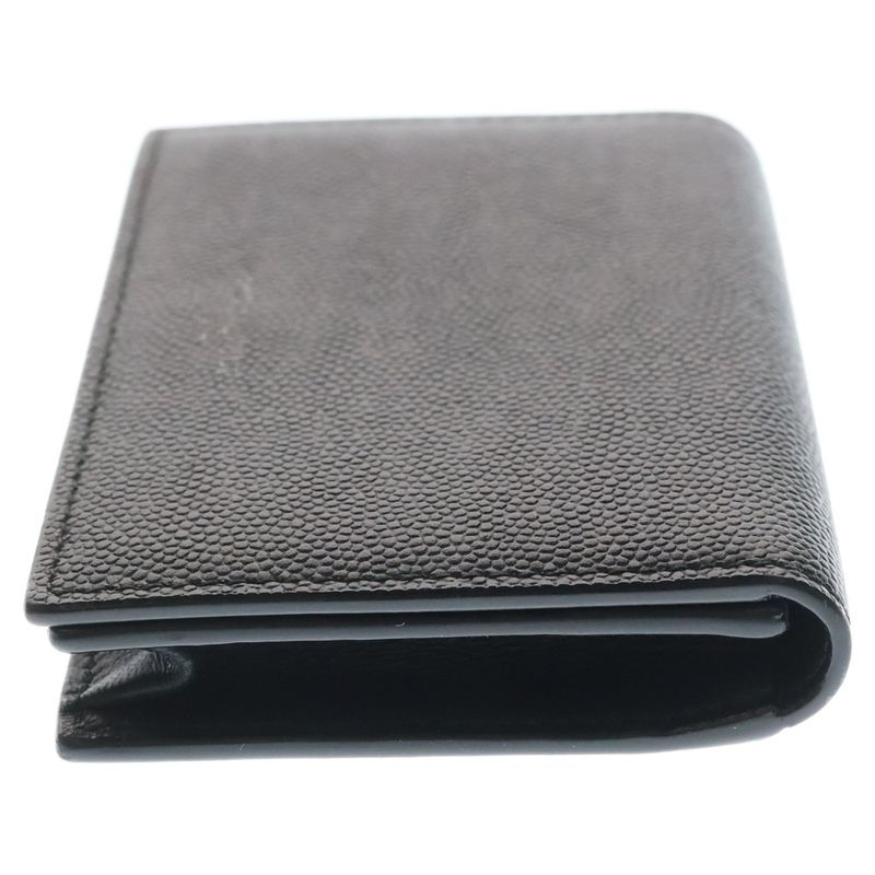 Saint Laurent Paris Front Logo Leather Card Case Black