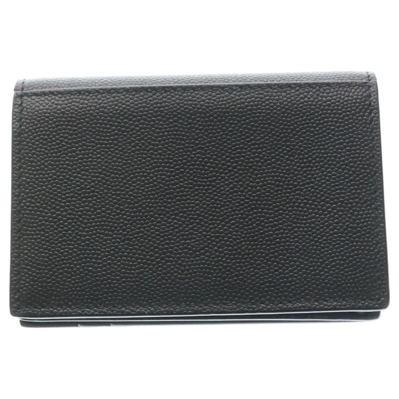 Saint Laurent Paris Front Logo Leather Card Case Black
