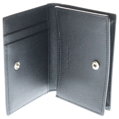 Saint Laurent Paris Front Logo Leather Card Case Black