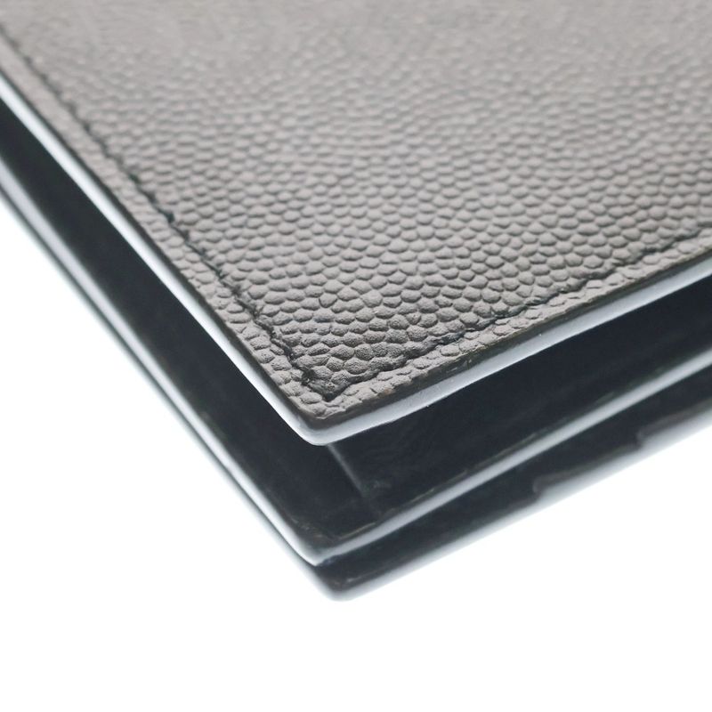 Saint Laurent Paris Front Logo Leather Card Case Black