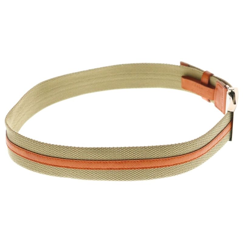 Prada Gacha Belt Silver Beige Orange