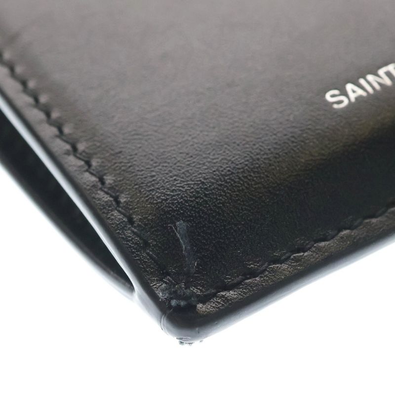 Saint Laurent Paris Front Logo Leather Fragment Card Case Black