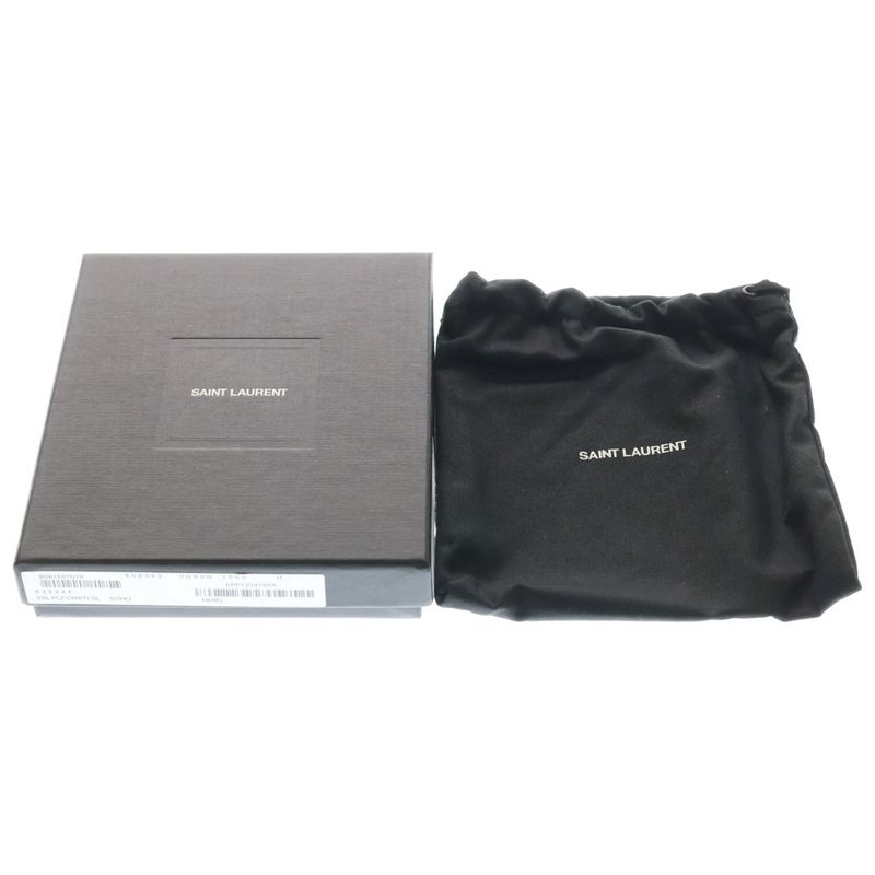 Saint Laurent Paris Front Logo Leather Fragment Card Case Black