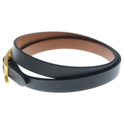 Hermes Leather Bracelet T-engraved Black