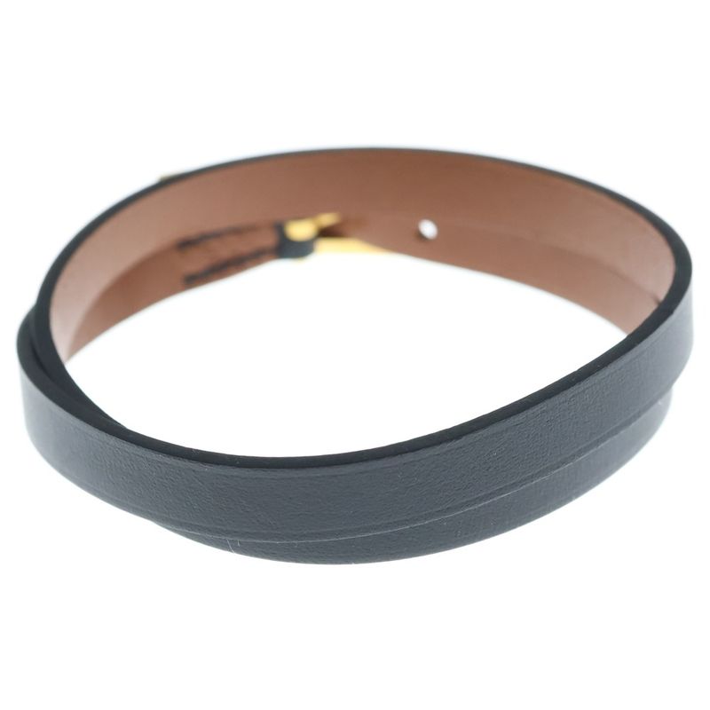 Hermes Leather Bracelet T-engraved Black