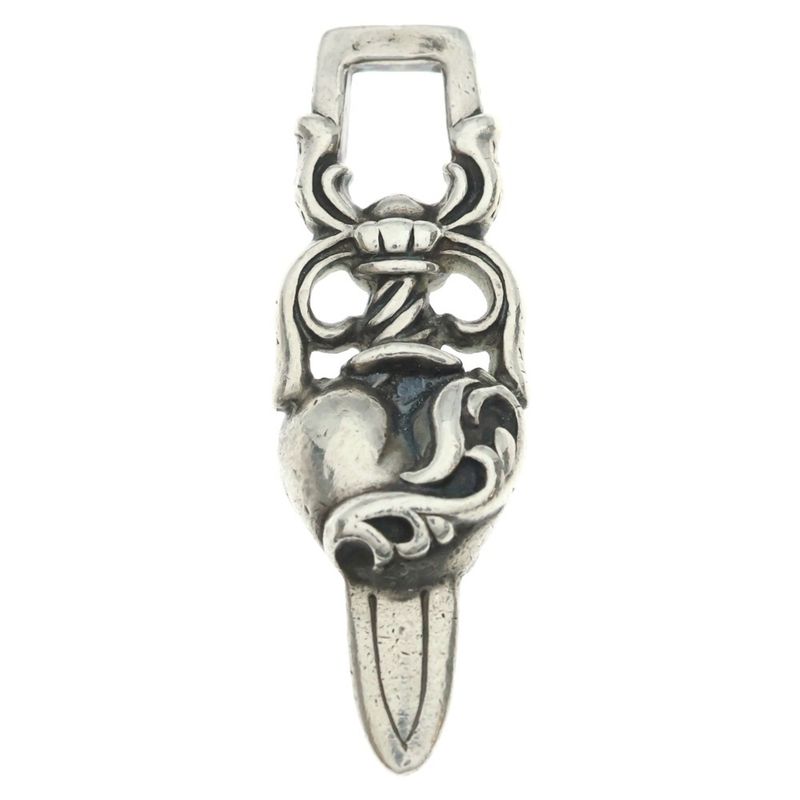 Chrome Hearts Dagger Heart Pendant Top Silver