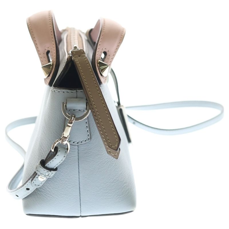 Fendi by the Way Mini 2-Way Mini Shoulder Bag Light Blue Pink Beige Leather