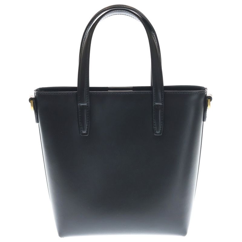 Saint Laurent Yves Mini Toy 2-Way Tote Shoulder Bag Black Leather Gold