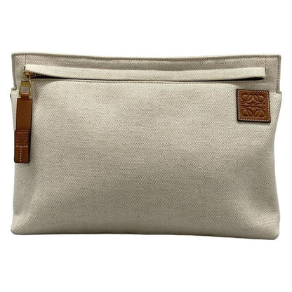 Loewe Clutch Tpouch Ivory Brown Leather