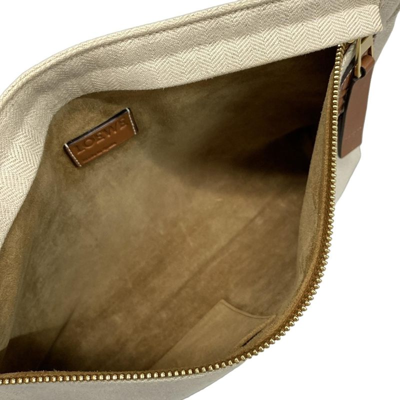 Loewe Clutch Tpouch Ivory Brown Leather