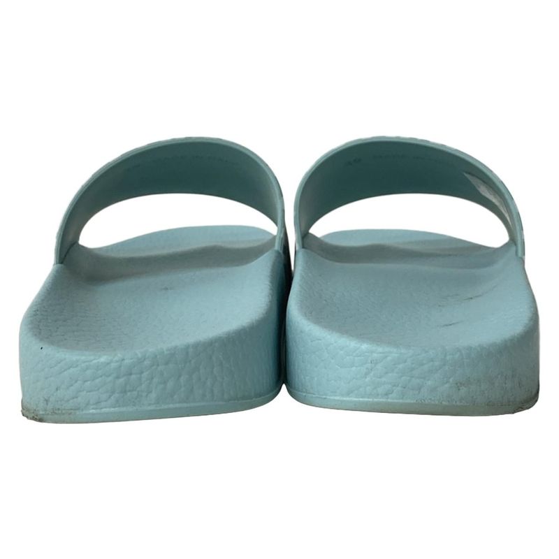 Moncler Sandals 39 Light Blue White Logo All Over Pattern