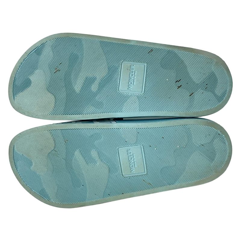 Moncler Sandals 39 Light Blue White Logo All Over Pattern