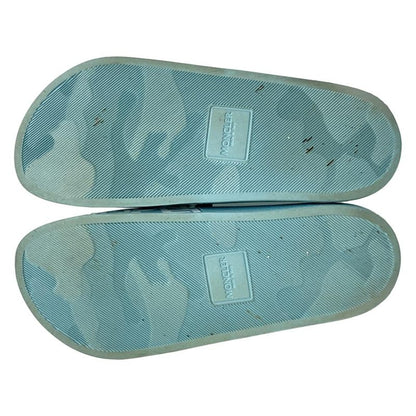 Moncler Sandals 39 Light Blue White Logo All Over Pattern