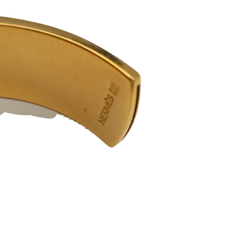 Hermes Bangle Kelly Gold Brown Metal Leather Bracelet