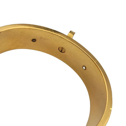Hermes Bangle Kelly Gold Brown Metal Leather Bracelet