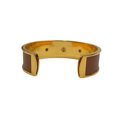 Hermes Bangle Kelly Gold Brown Metal Leather Bracelet