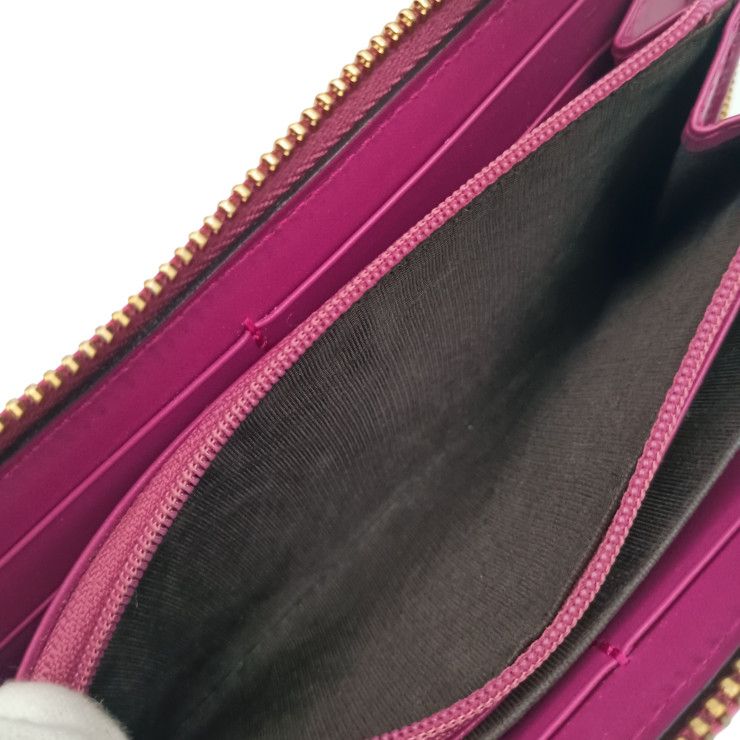 Gucci Wallet Guccissima Pink Signature Leather Ribbon Zip Around Gold