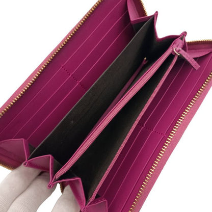 Gucci Wallet Guccissima Pink Signature Leather Ribbon Zip Around Gold