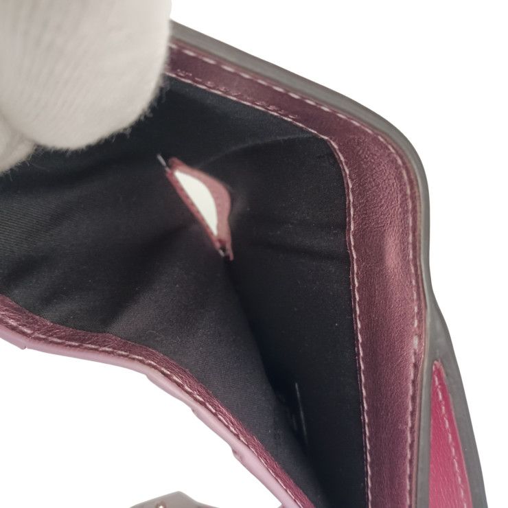 Fendi Bifold Wallet FF Diamond Metallic Pink Leather Silver