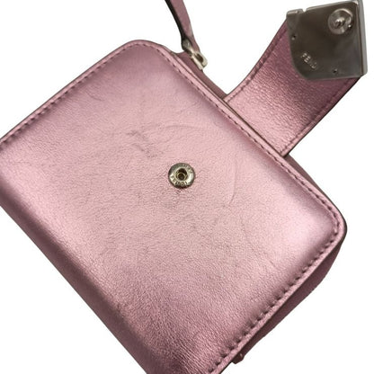Fendi Bifold Wallet FF Diamond Metallic Pink Leather Silver