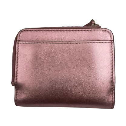 Fendi Bifold Wallet FF Diamond Metallic Pink Leather Silver