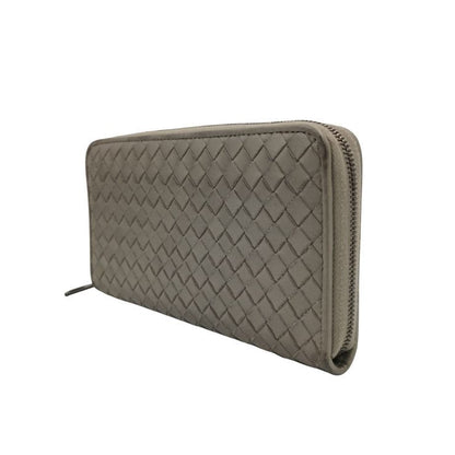 Bottega Veneta Wallet Intrecciato Gray Leather Zip Around