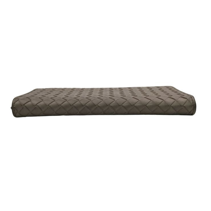 Bottega Veneta Wallet Intrecciato Gray Leather Zip Around