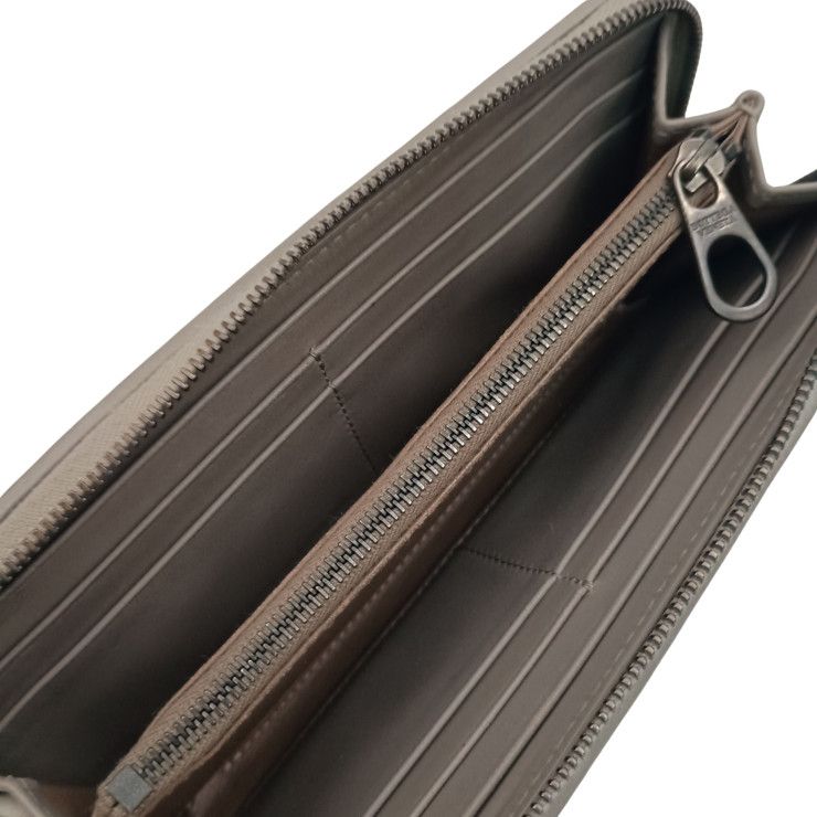 Bottega Veneta Wallet Intrecciato Gray Leather Zip Around