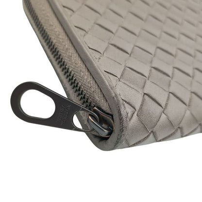 Bottega Veneta Wallet Intrecciato Gray Leather Zip Around