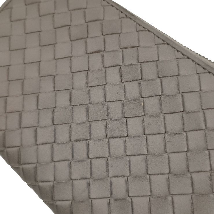 Bottega Veneta Wallet Intrecciato Gray Leather Zip Around
